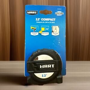 📏HART 12ft Soft Grip Compact Tape Measure Oversized Hook Belt & Handy Tool M1